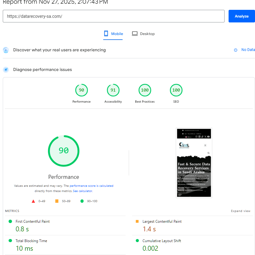 تحسين SEO لشركة أصول